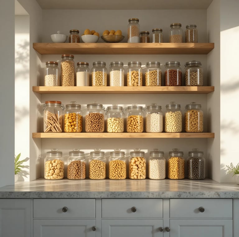 6 Set Glass Pantry Storage Jars with Acacia Airtight Lid - 15oz Thicken Glass Kitchen Canisters with