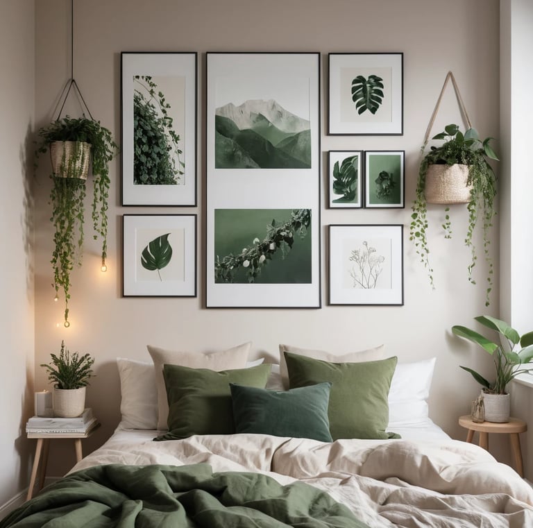 Liswit Framed Boho Wall Art Set of 4 for Wooded Minimalist Botanical Print Wall