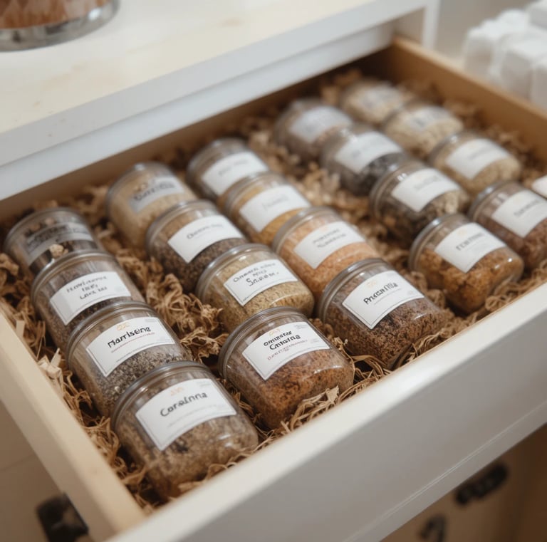 Square Spice Jars with Bamboo Wooden Lid