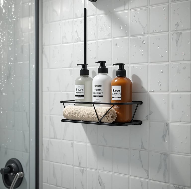 Adhesive Shower Caddy, 5 Pack Rustproof Stainless Steel Bath Organizers With Large Capacity