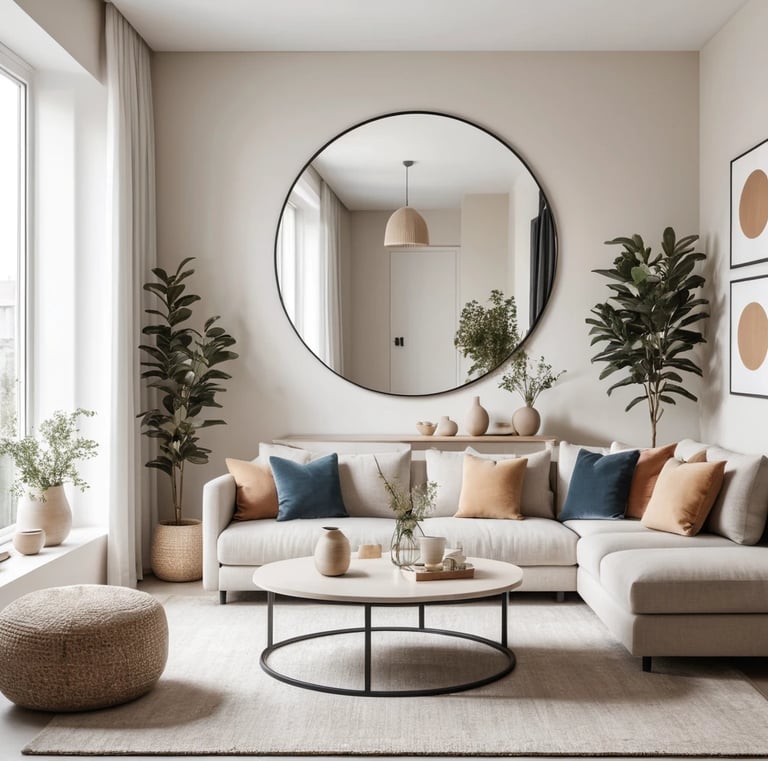 WallBeyond Wood Round Mirror with Wood Frame