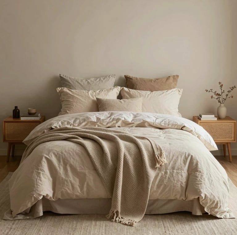 HYMOKEGE Beige Queen Comforter Set Seersucker 7 Pieces, All Season Luxury Bed