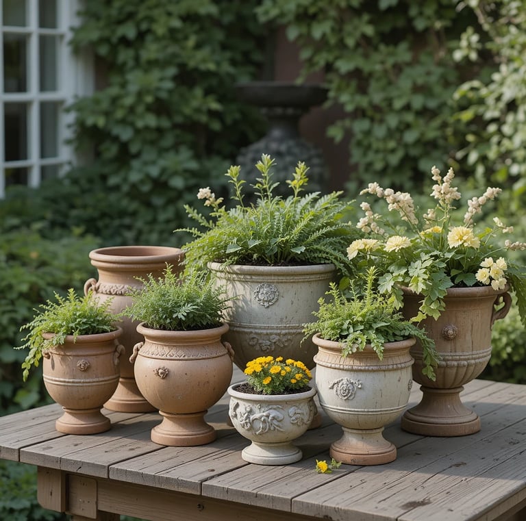 SIDUCAL Ceramic Rustic Vase, Whitewashed Terra Cotta Vase, Distressed Farmhouse Décor, Pottery Decor
