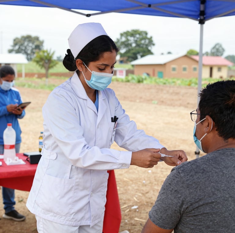 Healthcare professionals collaborating with local hospitals in a vaccination campaign.