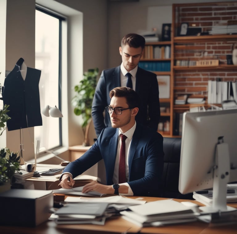 A team of candidates waiting in a modern office lobby