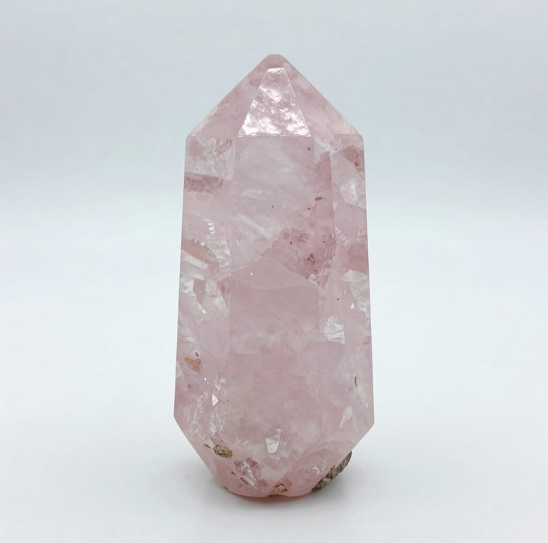 Smooth rose quartz heart-shaped stone resting gently in a palm.
