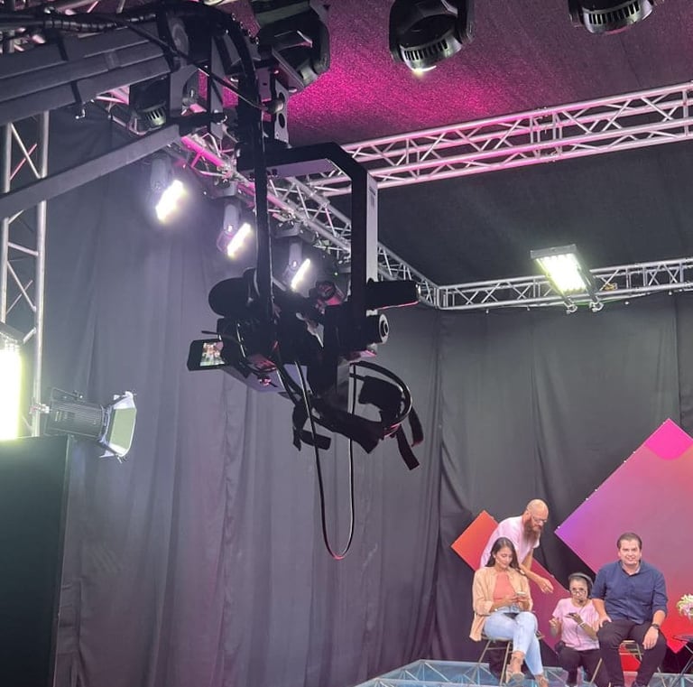 Alquiler de grúa para cámara de estudio profesional. Consigue movimientos suaves y tomas aéreas