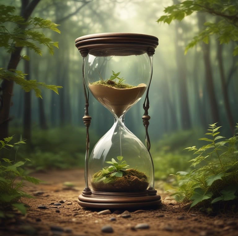 A pregnant woman smiling softly, surrounded by nature, symbolizing preparation and care.