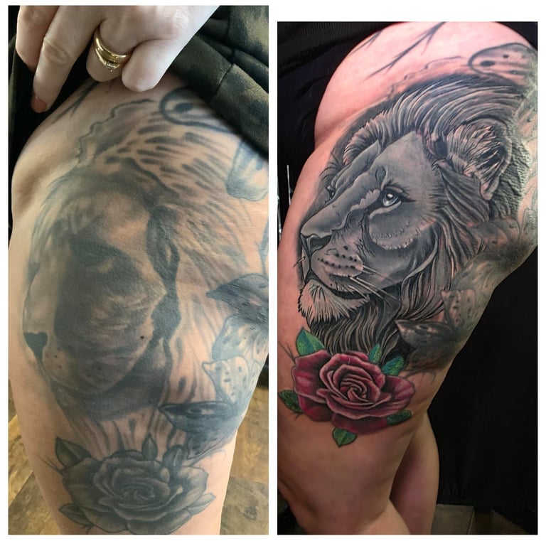 Lion and the Rose Tattoo