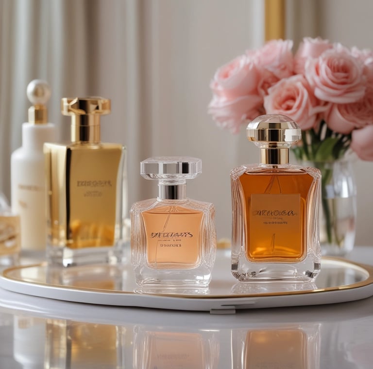 Elegant makeup brushes arranged neatly beside a warm beige compact mirror.