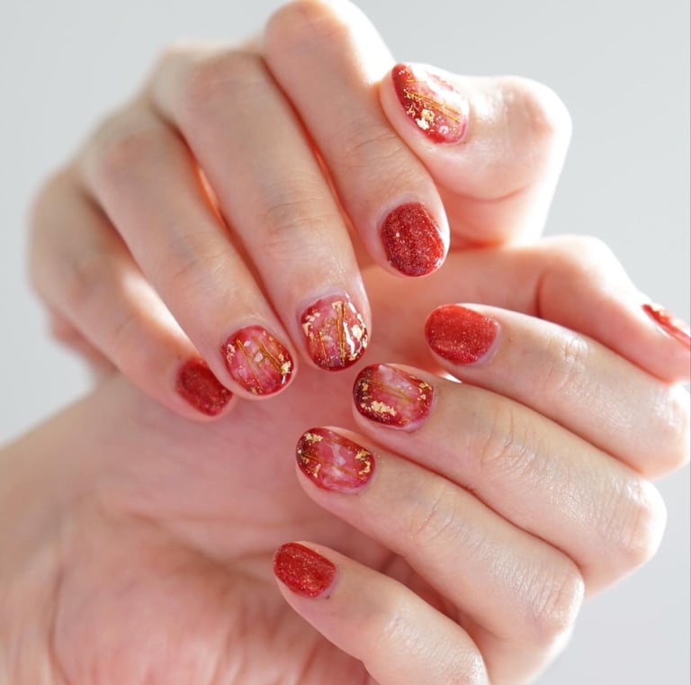 Japanese abstract nail art design, kursus nail gel Bali