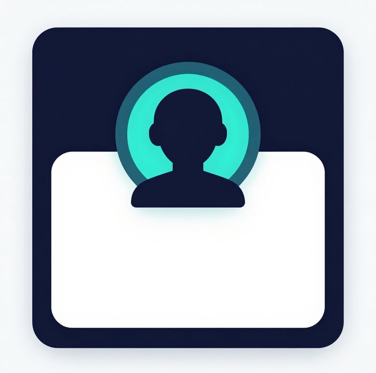 A sleek workspace interface with a dark navy background and cyan and teal accents, highlighting a placeholder TikTok profile section.
