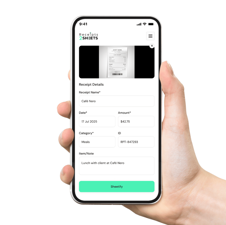AI receipt scanner app for google sheets