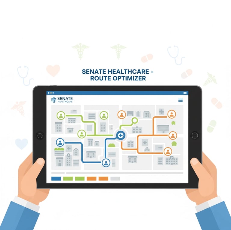 Digital scheduling interface showing optimized patient visit routes