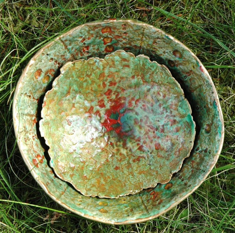 coupe bol inspiration vallauris vintage 50 rouge  et vert terres de papier argile végérale