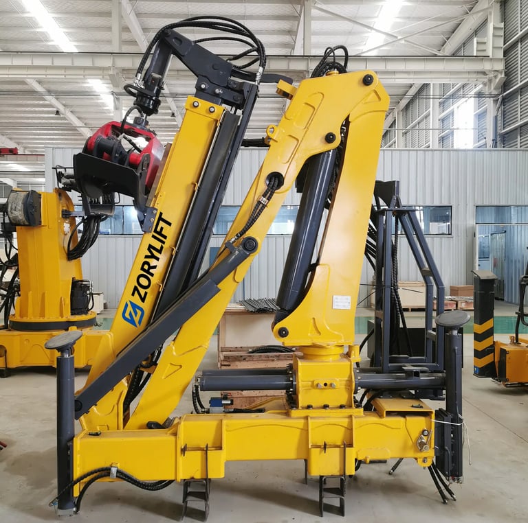 Finished Z-Fold Logging Cranes awaiting shipment.