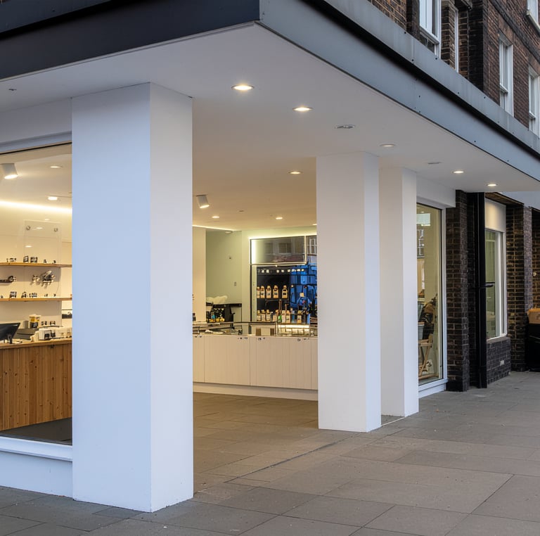 a premium storefront with a large glass pane