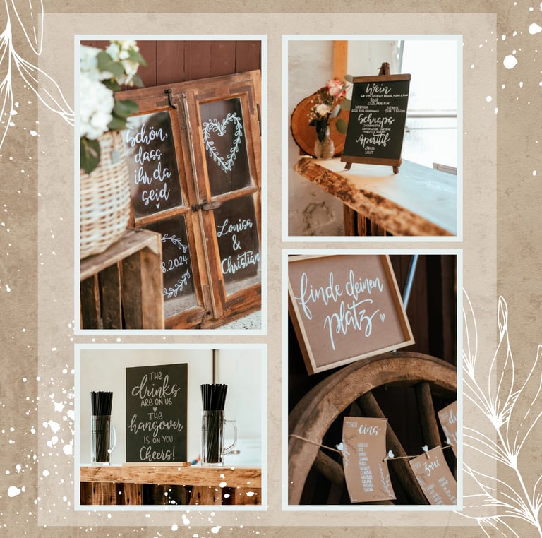 Hochzeitsbeschriftung, Platzkarten, Handlettering