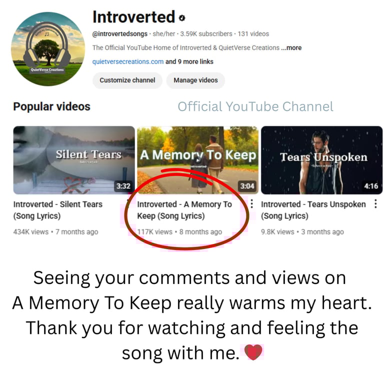 A Memory To Keep number of views on YouTube