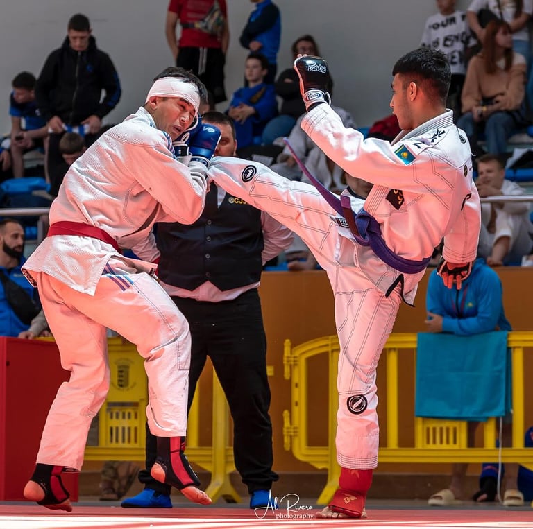 Dos luchadores de Combat Ju jutsu de la Federación Española de Combat Ju Jutsu.