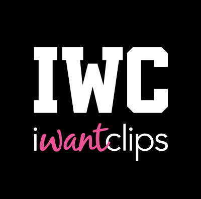 black square with IWC large in white and below is written iwantclips in pink and white