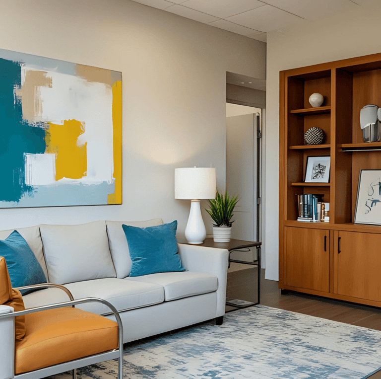 an office with a couch and a chair at Bravandi Counseling Center