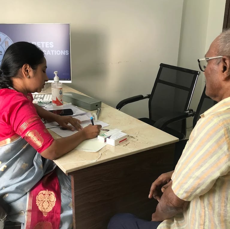 Dr. Shalini consulting diabetes patient at Asian Diabetes Center Madinaguda Hyderabad