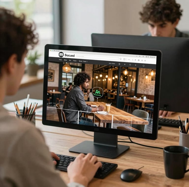 A friendly team collaborating in a bright office, focused on digital marketing strategies.