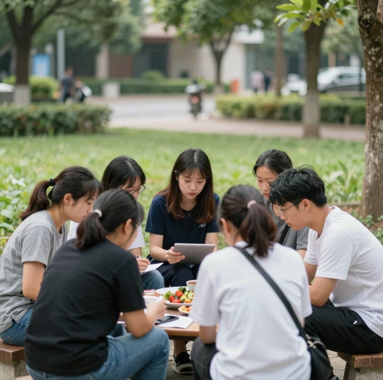 A diverse group of young people collaborating in a community garden, symbolizing unity and growth.
