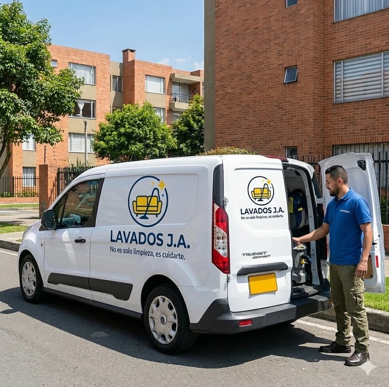 Carro con operario de limpieza de Lavados J.A.