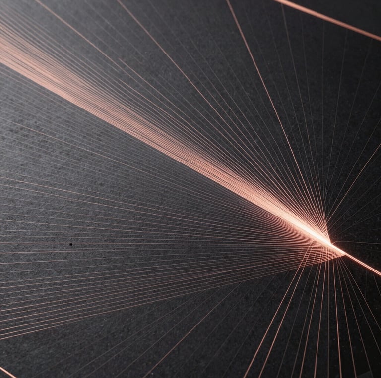 A dark obsidian background with a large cream serif quote centered, accented by a blush sans-serif subtitle and a delicate rose-gold thin divider beneath.