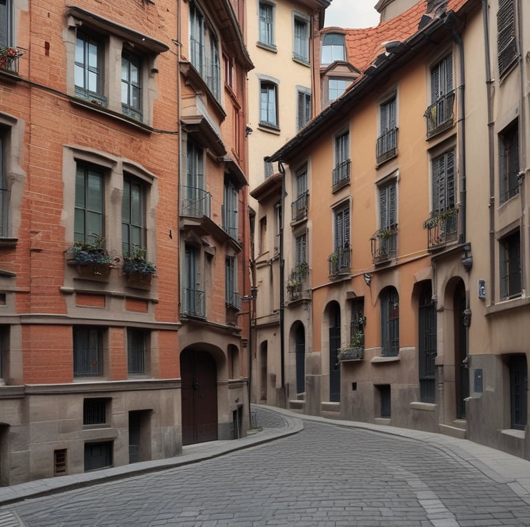 a street scene with a person walking down a street