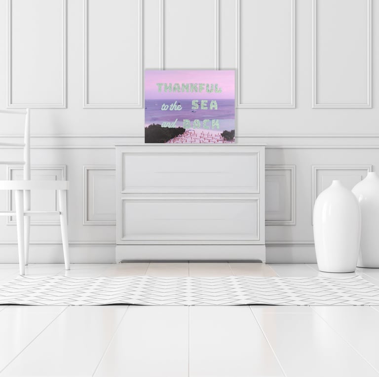 Christian mixed media 16x20 ocean canvas