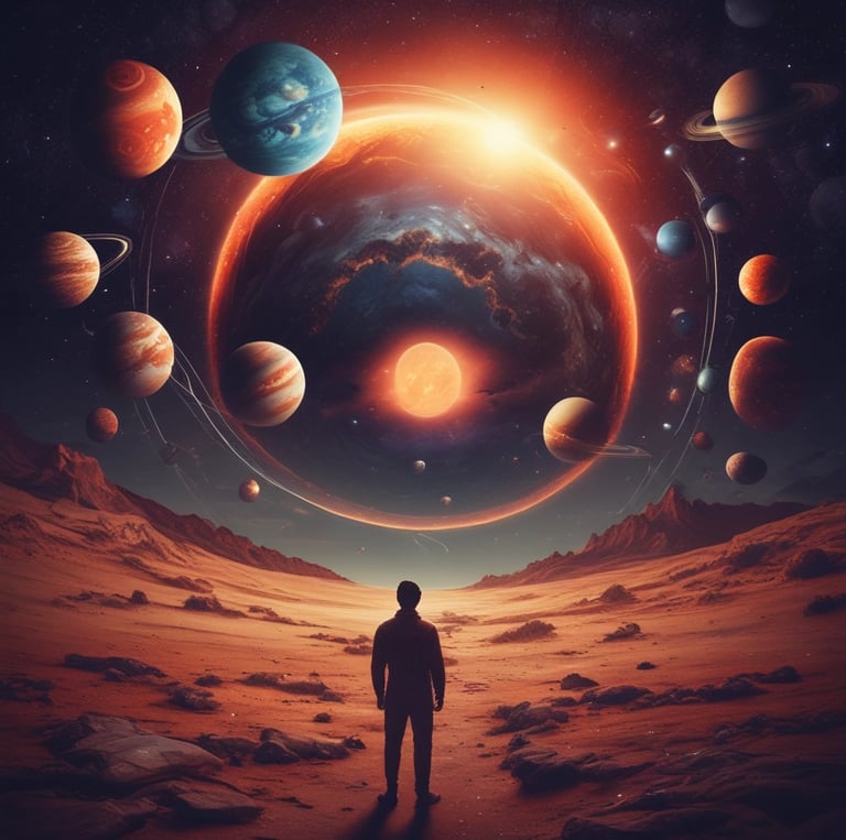 An illustration representing astrological charts and zodiac signs.