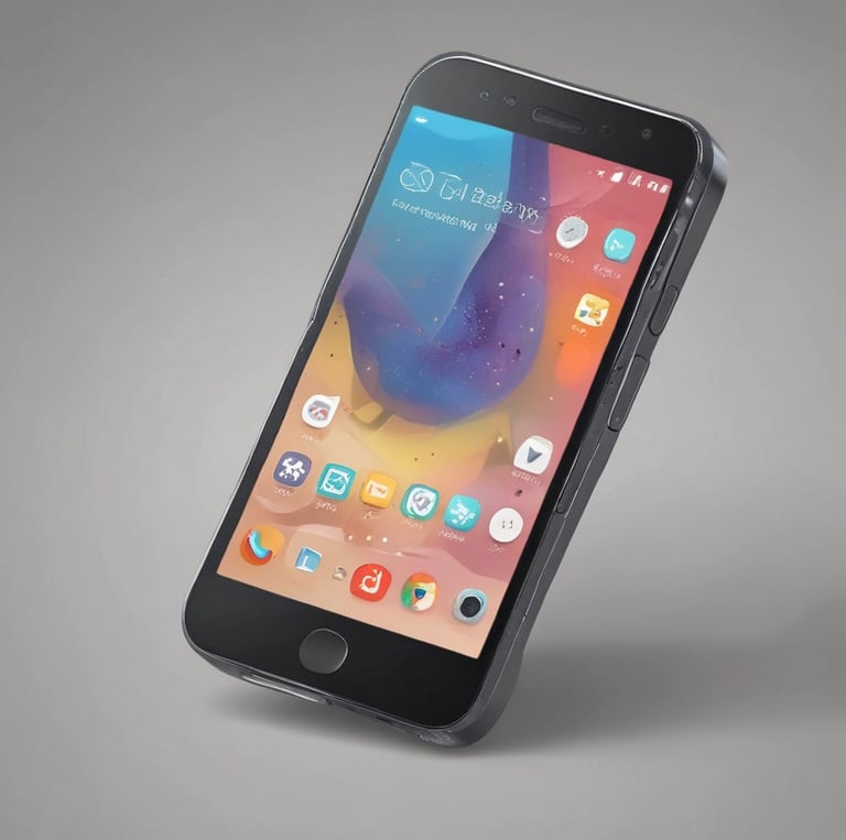 A close-up of a modern smartphone displaying a vibrant app interface.