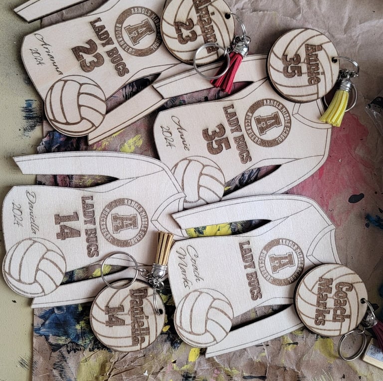 Custom Wood Jersey Magnets and Keychains