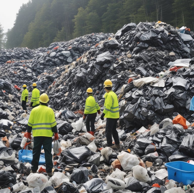 A vibrant photo of a diverse team collaborating outdoors, surrounded by nature symbolizing commitment to sustainability.