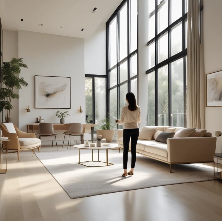 A sleek and modern office space showcasing real estate professionals collaborating.