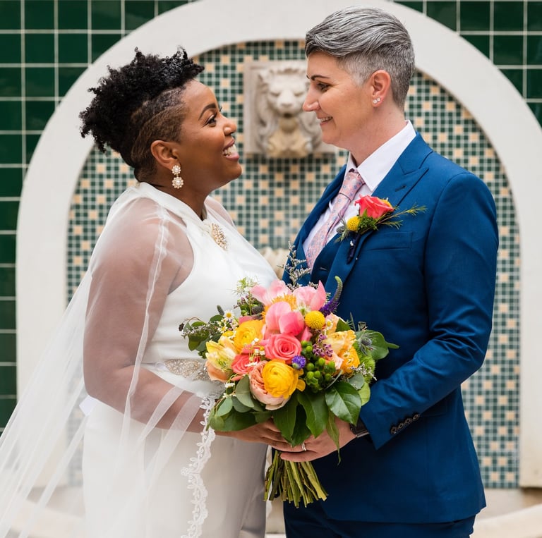 Wedding Couple at Fountain