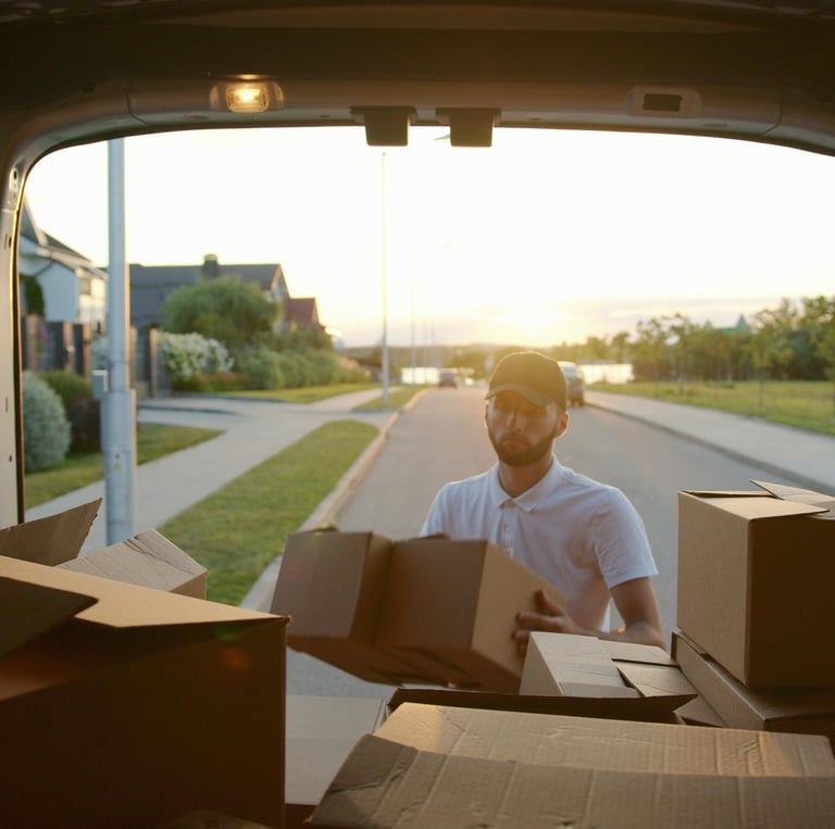 Camionnette avec meubles de salon