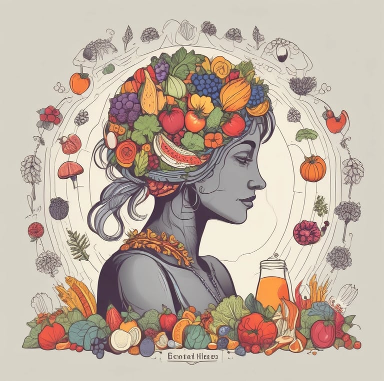 A kitchen countertop features various healthy food items including protein bars on a slate tray, a jar of yellow hummus, a wooden spoon, and a mug with a heart design. Packages of Alver Easy Protein powder are visible in the background. Fresh herbs, a bowl of blueberries, a container with seeds, strawberries, cherry tomatoes, and an avocado are also present, suggesting a focus on natural ingredients.