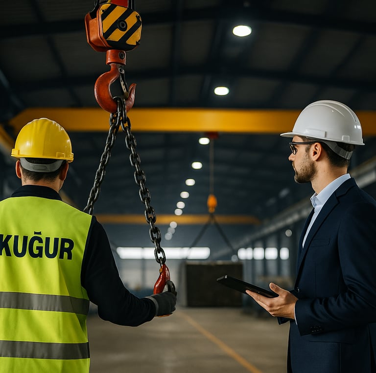 Akuğur Makine üretim tesisi – endüstriyel vinç imalatı yapılan fabrika içi üretim alanı