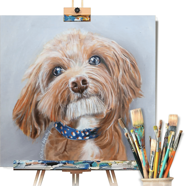 Oil painting pet portrait of a cockerpoo