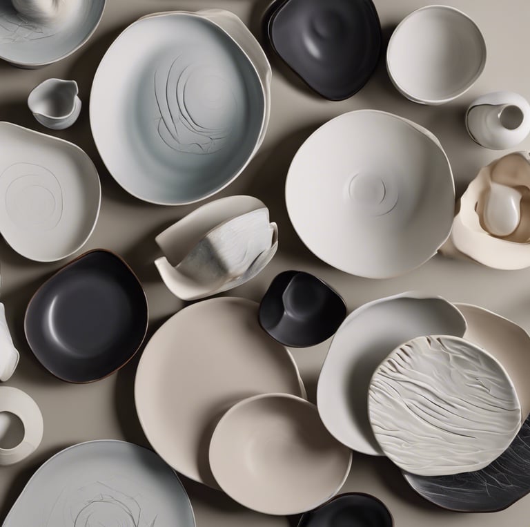 gray ceramic jar with lid and brown thread