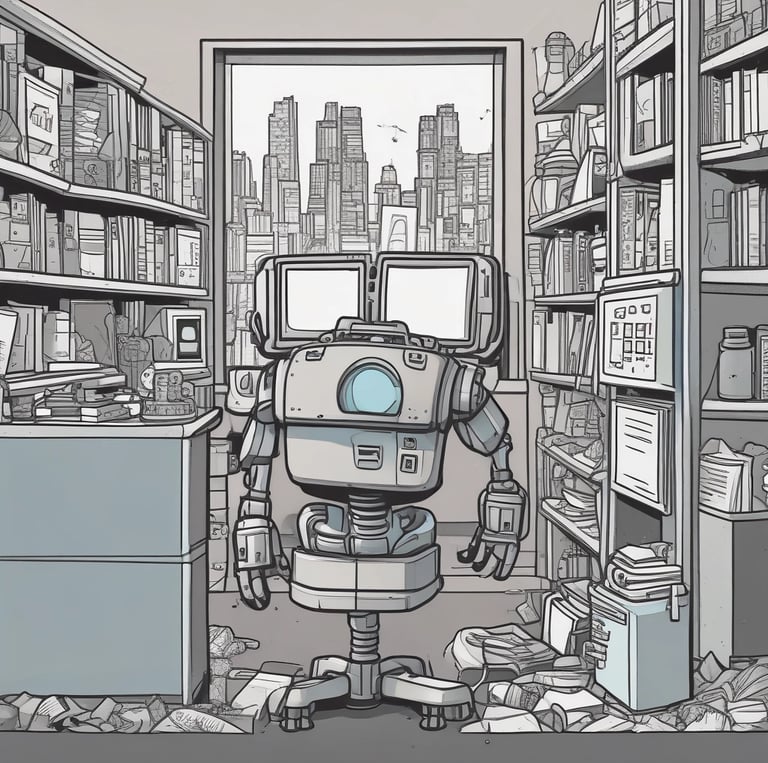 A colorful illustration of a comic strip featuring humorous characters discussing current events.