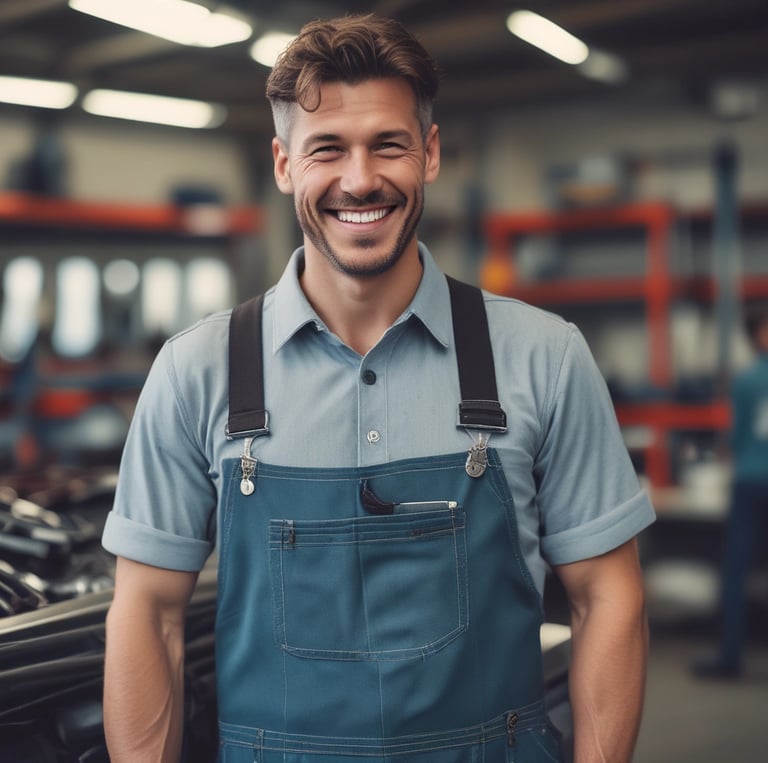 A mechanic working on a car in a workshop.