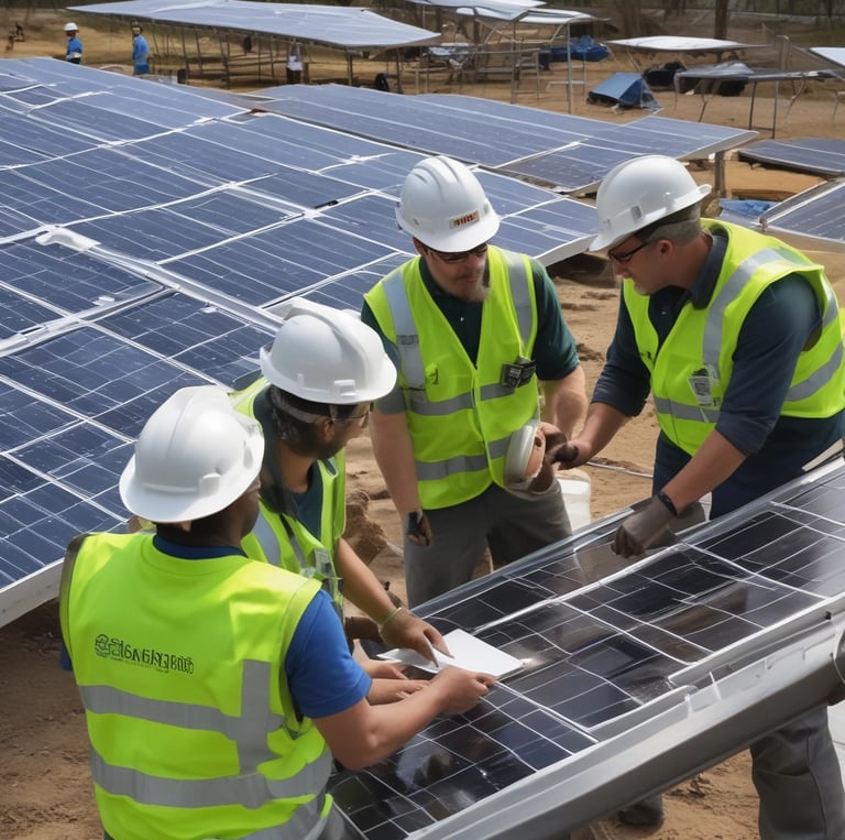 A solar panel installation showcasing renewable energy technology.