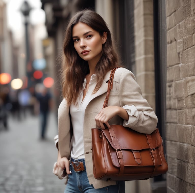 brown leather tote bag