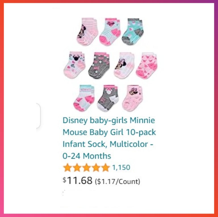 Disney baby-girls Minnie Mouse Baby Girl 10-pack Infant Socks