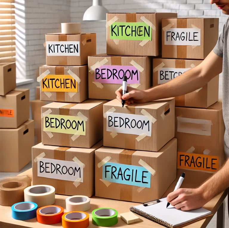 marking removal boxes as bedroom, kitchen etc,